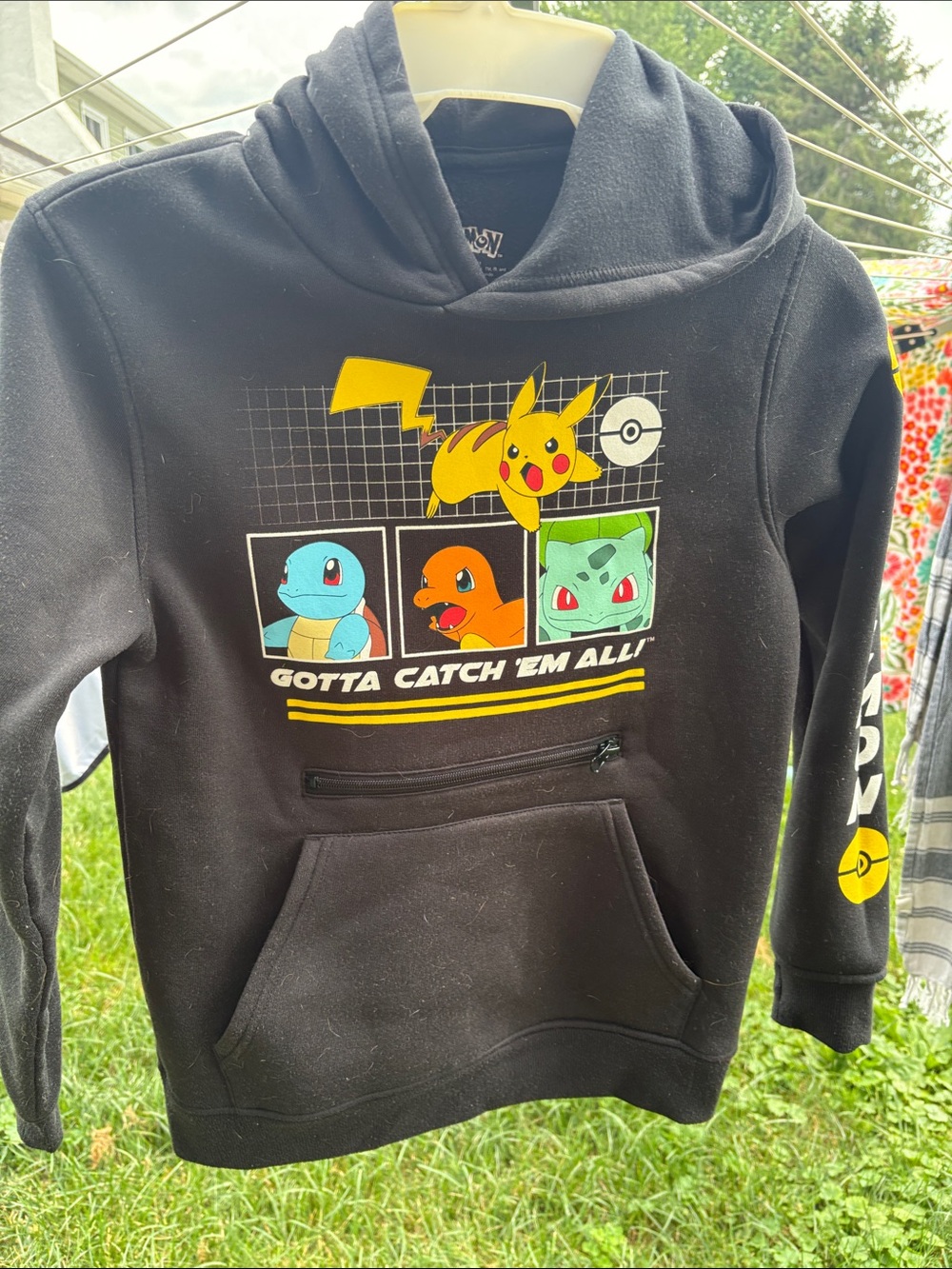 Hybrid Apparel Black Pokémon Pikachu Squirtle Charmander Bulbasaur Hoodie